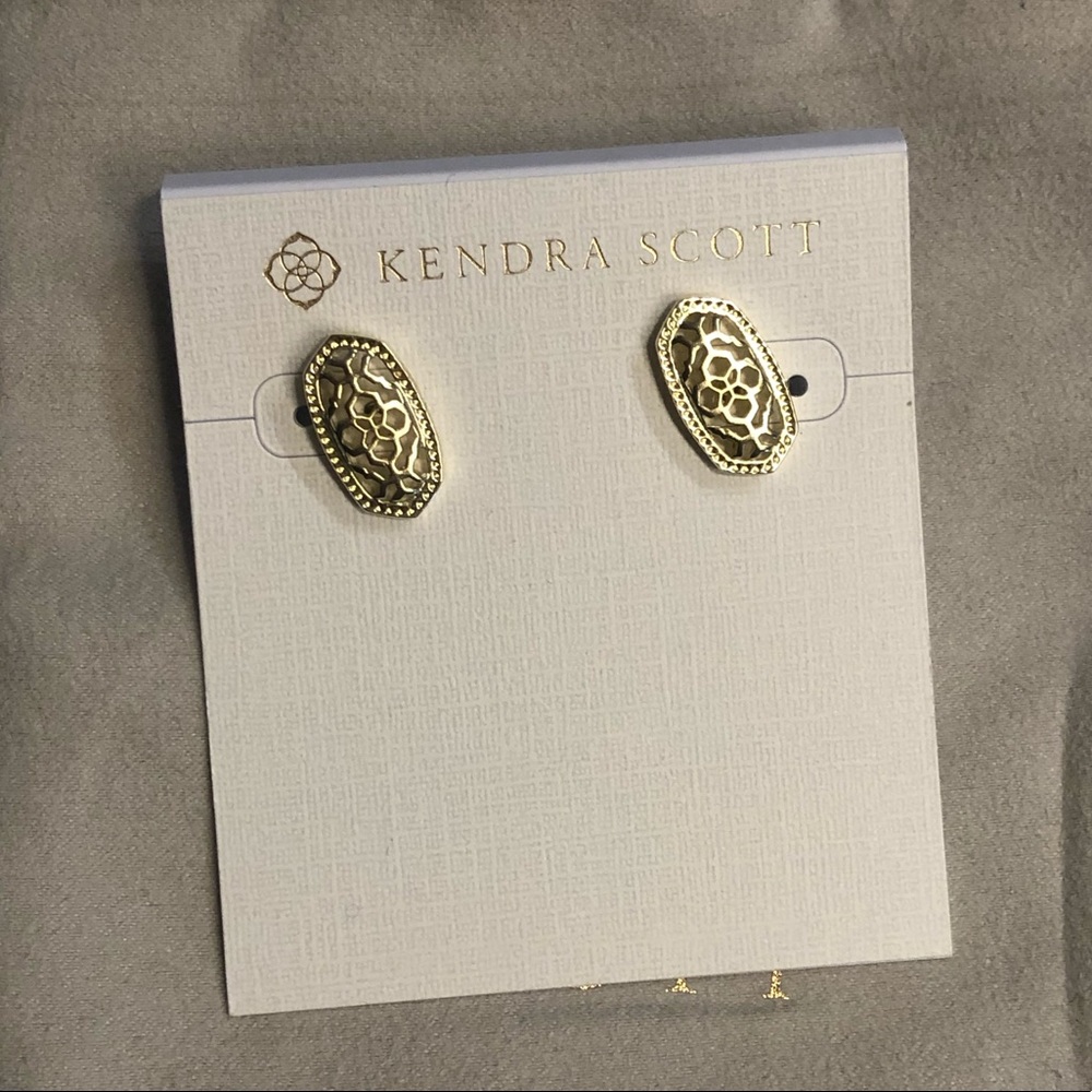 KS Ellie Gold Stud Earrings In Gold Filigree Mix